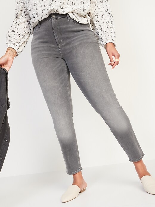 Image number 5 showing, High-Waisted Rockstar Built-In Warm Super Skinny Gray Jeans for Women
