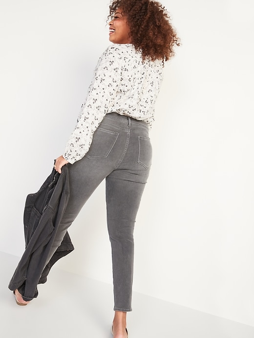 Image number 6 showing, High-Waisted Rockstar Built-In Warm Super Skinny Gray Jeans for Women