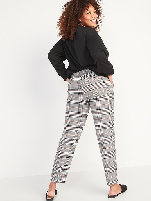 Image number 4 showing, Mid-Rise Straight Plaid Pull-On Ankle Pants