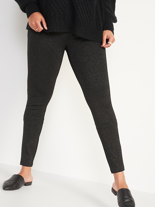 Image number 5 showing, High-Waisted Stevie Metallic Ponte-Knit Pants for Women