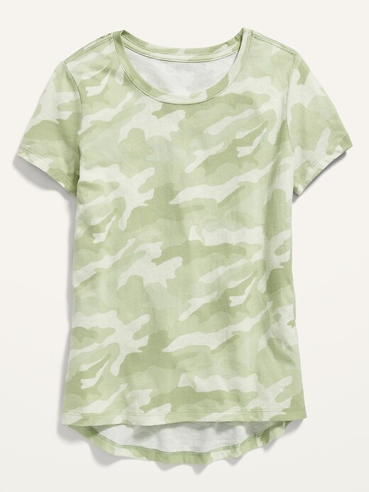 View large product image 1 of 1. Softest Camo-Print Scoop-Neck T-Shirt for Girls