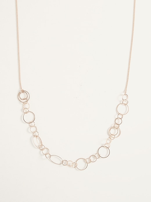 View large product image 1 of 2. Gold-Toned Interlocking-Ring Chain Necklace For Women