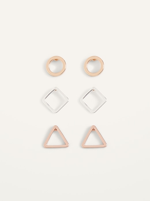 View large product image 1 of 2. Geometric Stud Earrings Variety 3-Pack For Women