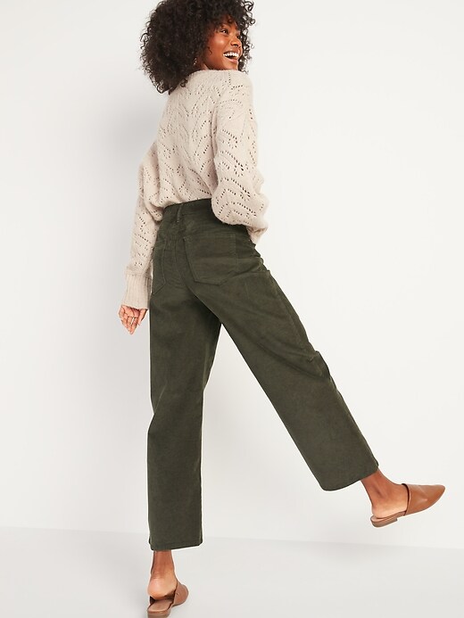 Image number 2 showing, Extra High-Waisted Wide-Leg Corduroy Crop Pants for Women