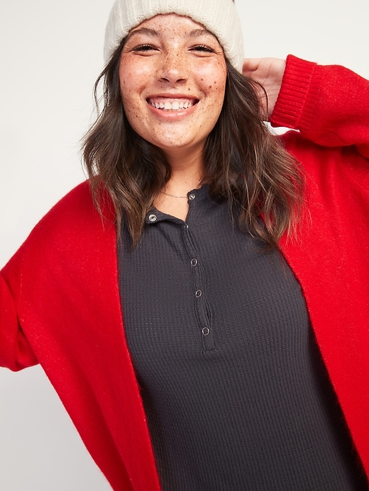 Image number 3 showing, Cozy Open-Front Long-Line Plus-Size Sweater