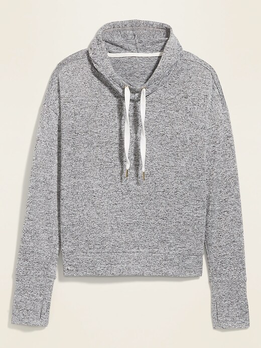 View large product image 2 of 2. Loose Sweater-Knit Crop Hoodie