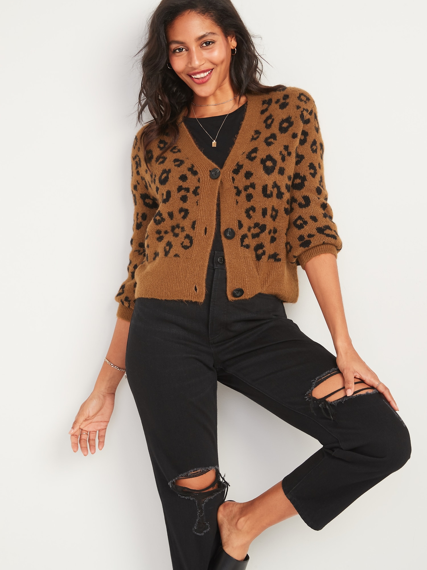leopard cardigan sweater