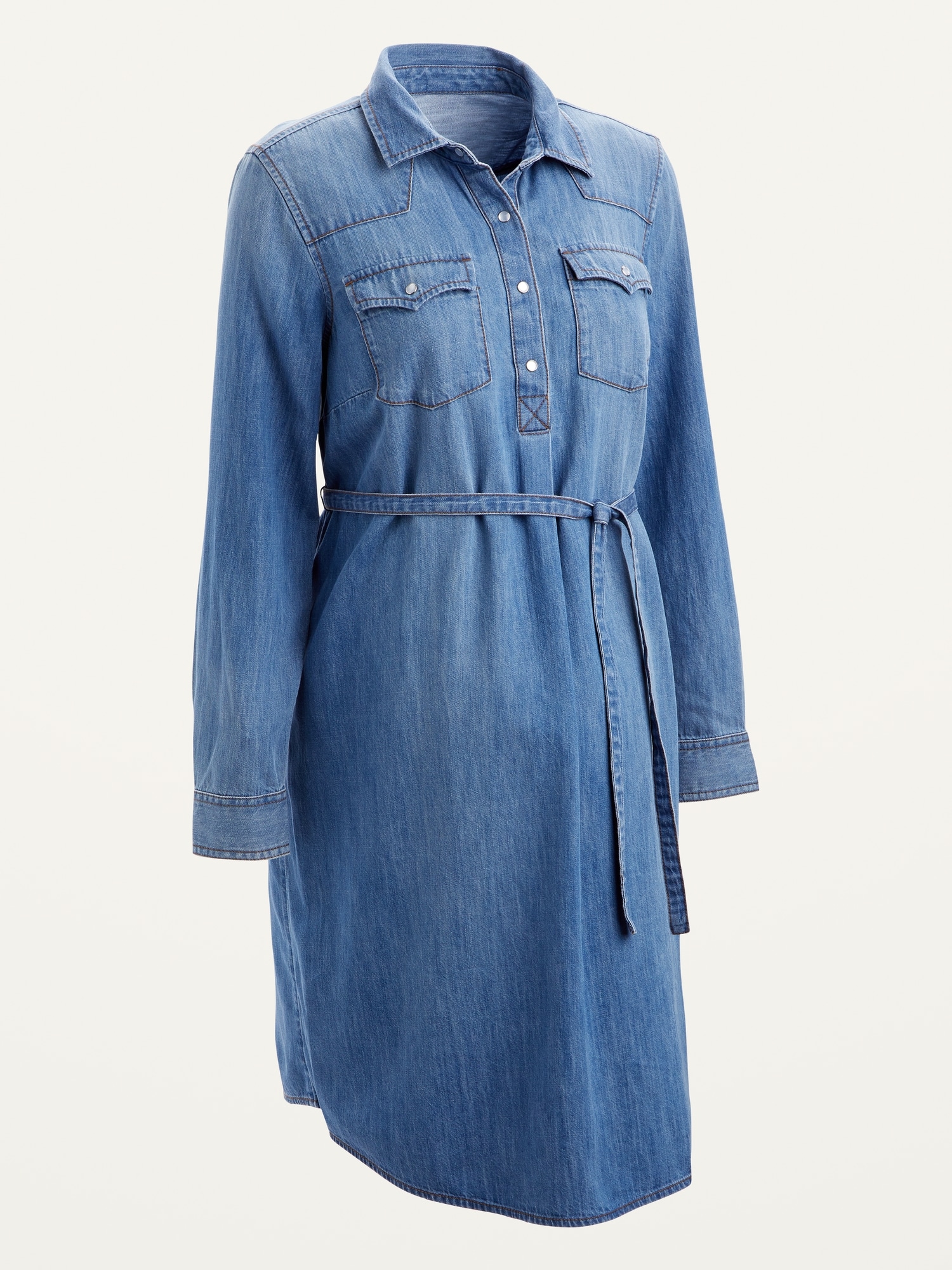 tie belt denim shirt