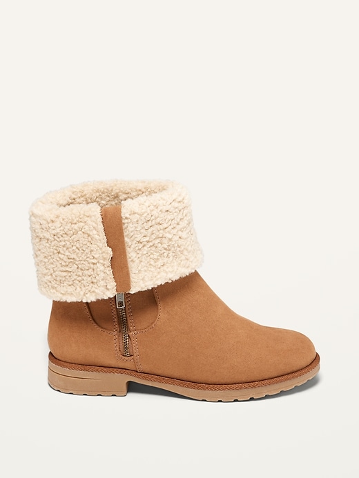 Image number 4 showing, Water-Repellent Faux-Suede Sherpa-Lined Ankle Boots