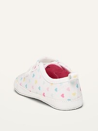 View large product image 3 of 4. Unisex Valentine's Heart-Print Double-Strap Canvas Sneakers for Baby
