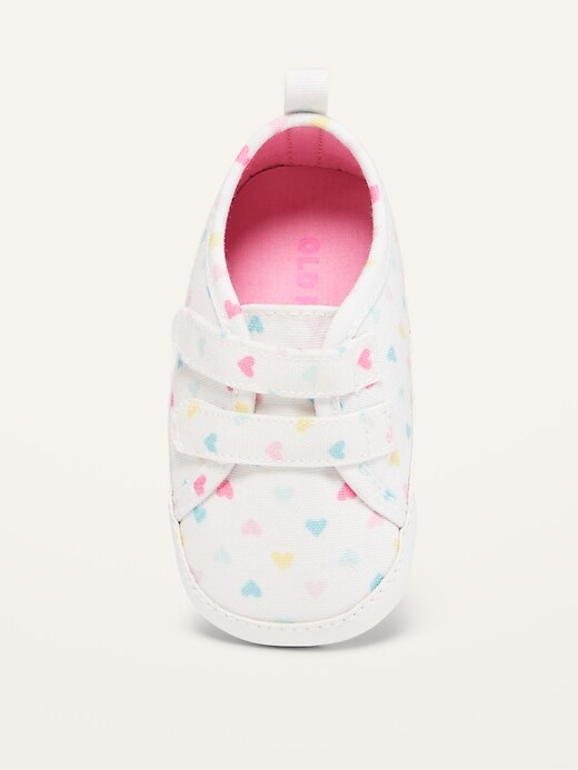 View large product image 2 of 4. Unisex Valentine's Heart-Print Double-Strap Canvas Sneakers for Baby
