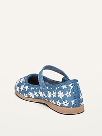 View large product image 3 of 4. Floral-Embroidered Chambray Mary-Jane Flats for Toddler Girls