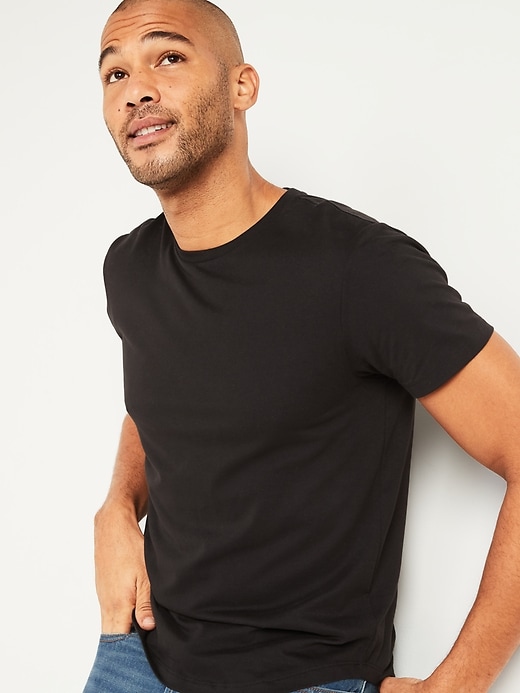 View large product image 1 of 1. Soft-Washed Curved-Hem Crew-Neck T-Shirt