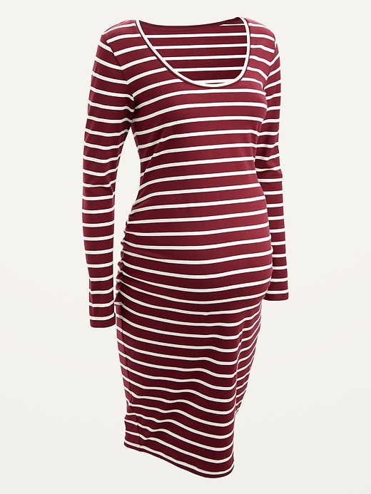 View large product image 1 of 1. Maternity Striped Jersey Bodycon Dress