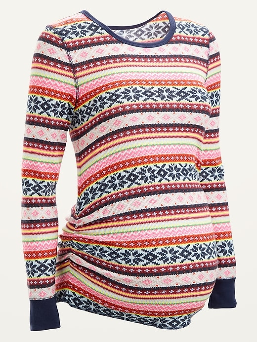 Maternity Printed Thermal-Knit Long-Sleeve Tee | Old Navy