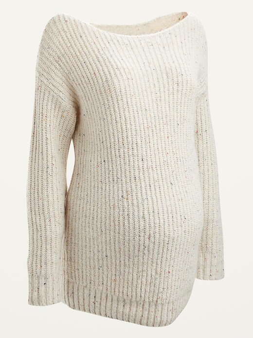 View large product image 1 of 1. Maternity Slouchy Boat-Neck Tunic Sweater