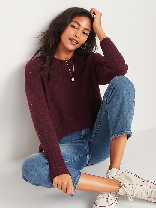 Image number 1 showing, Oversized Cozy Textured Crew-Neck Sweater for Women