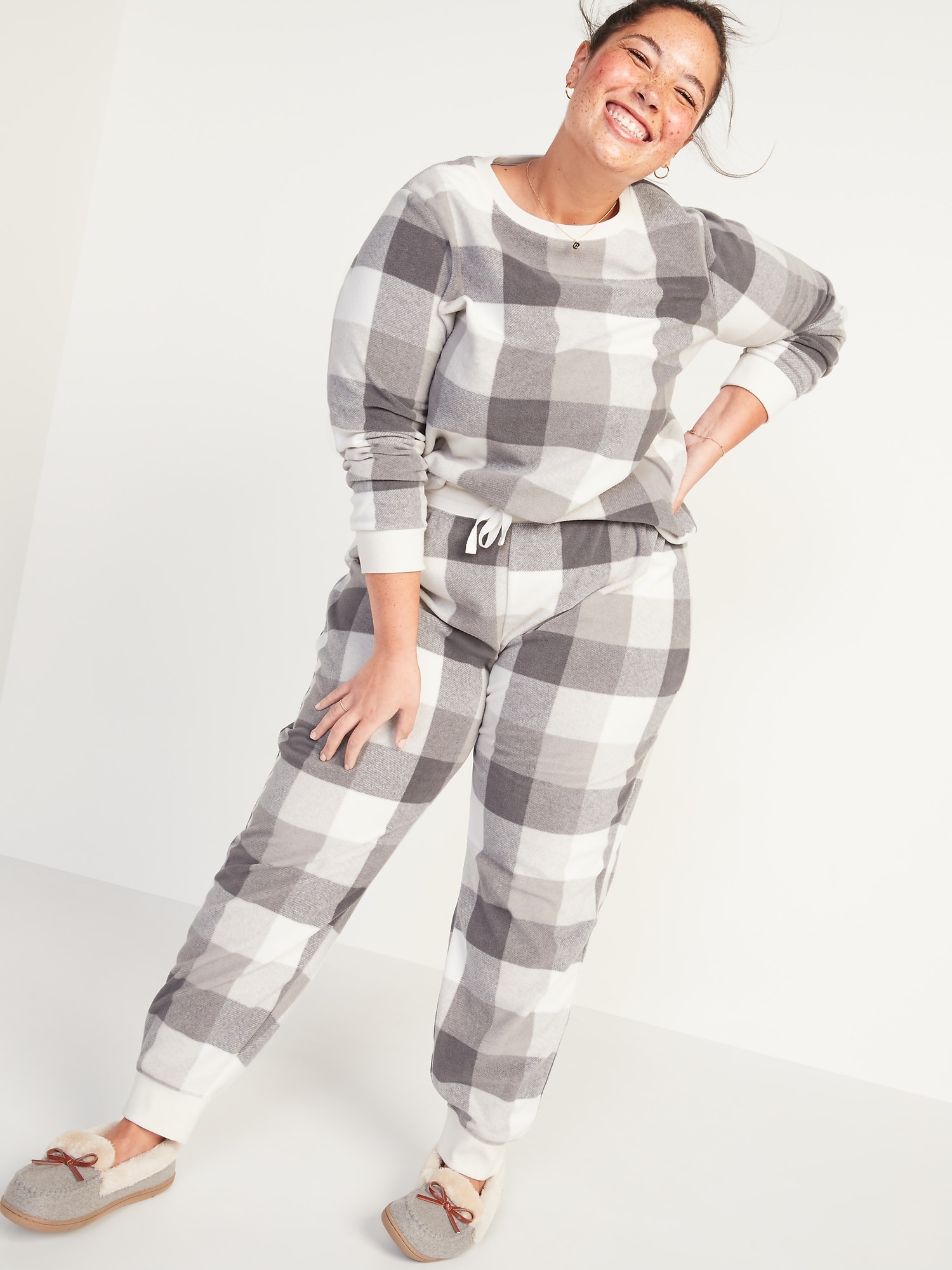 Lightweight Fleece Pullover Pajamas - Navy & Gray Plaid 1X in Women's  Fleece Pajamas, Pajamas for Women