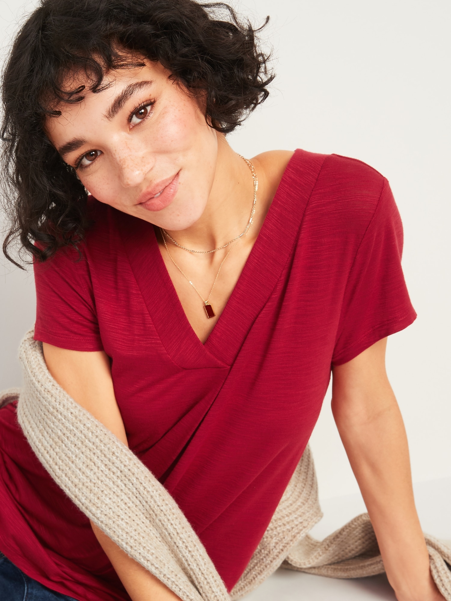 Loose Luxe V-Neck Tunic Tee for Women | Old Navy
