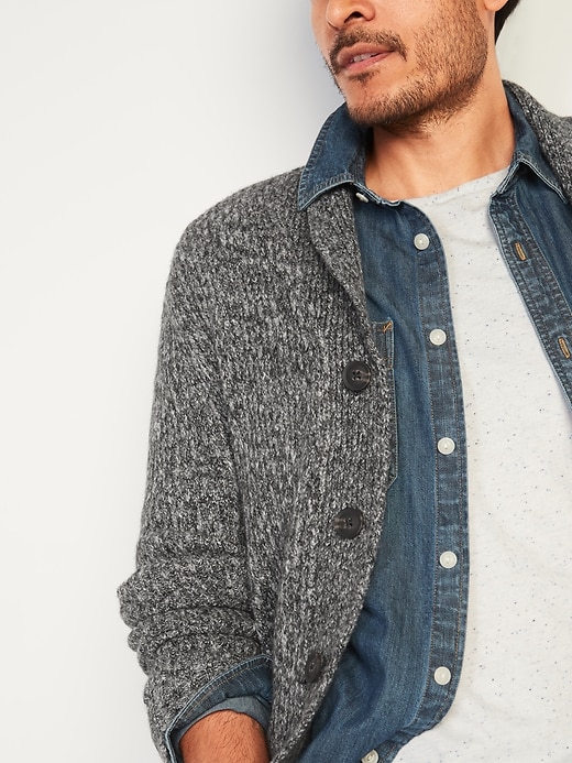 Image number 3 showing, Textured Shawl-Collar Cardigan Sweater