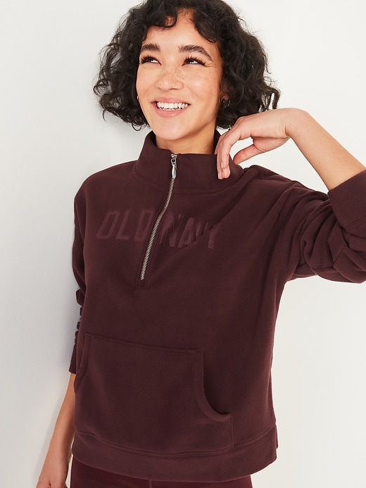 View large product image 1 of 3. Logo-Graphic Micro Performance Fleece Half-Zip Sweatshirt for Women