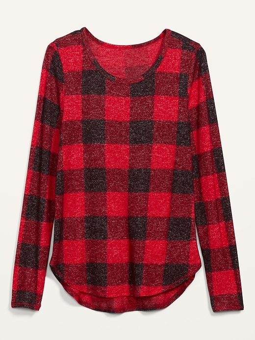 Image number 4 showing, Patterned Plush-Knit Long-Sleeve Tee for Women
