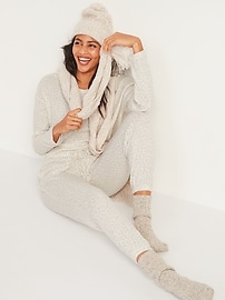 View large product image 3 of 3. Mid-Rise Cozy Thermal-Knit Jogger Lounge Pants