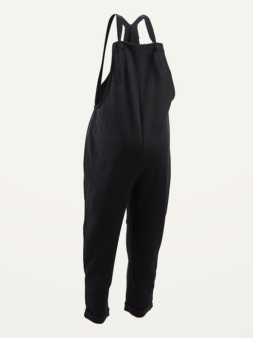 View large product image 1 of 1. Maternity French Terry Knotted-Strap Overalls