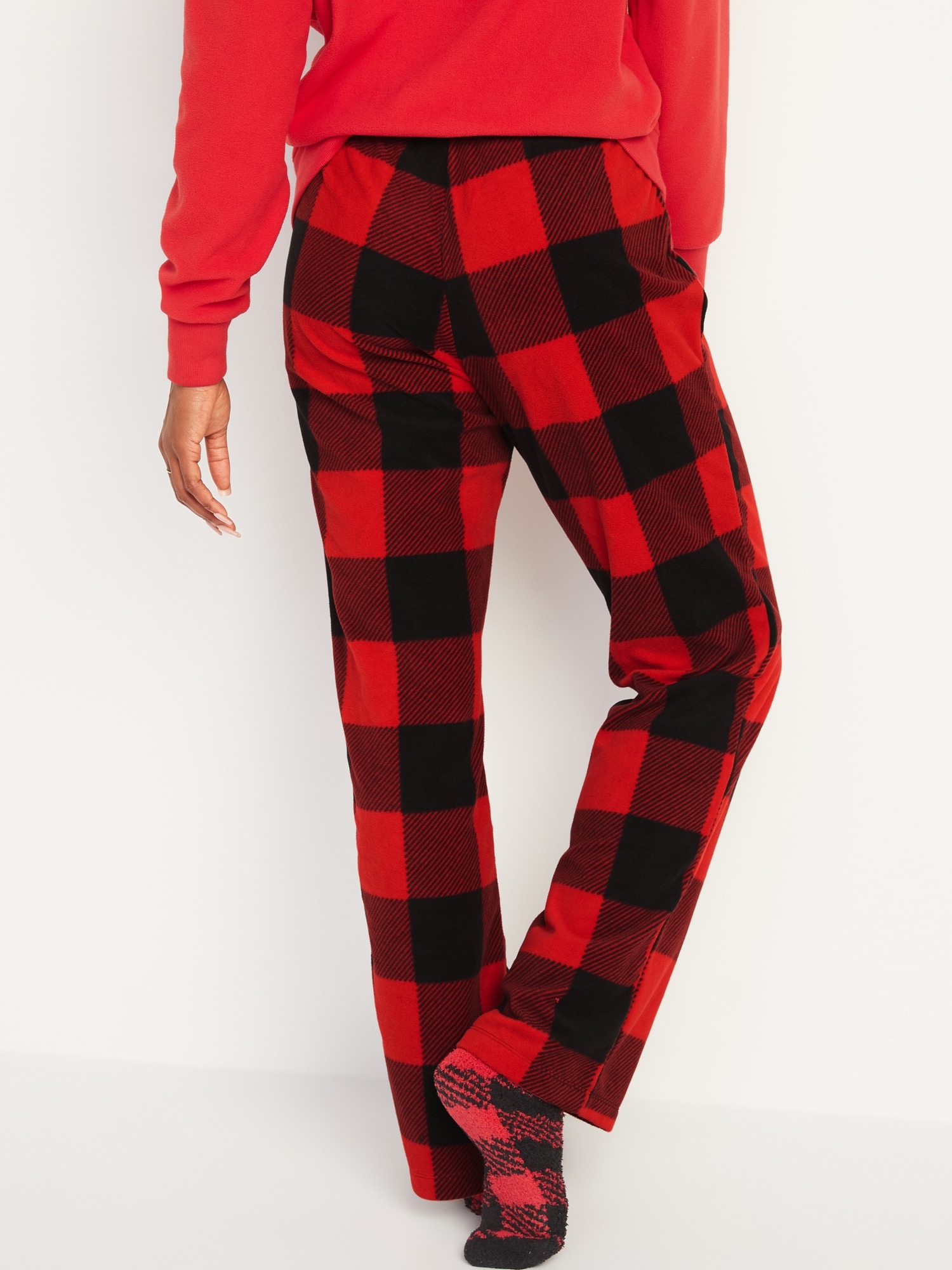 Mid-Rise Patterned Micro Performance Fleece Pajama Pants for Women ...