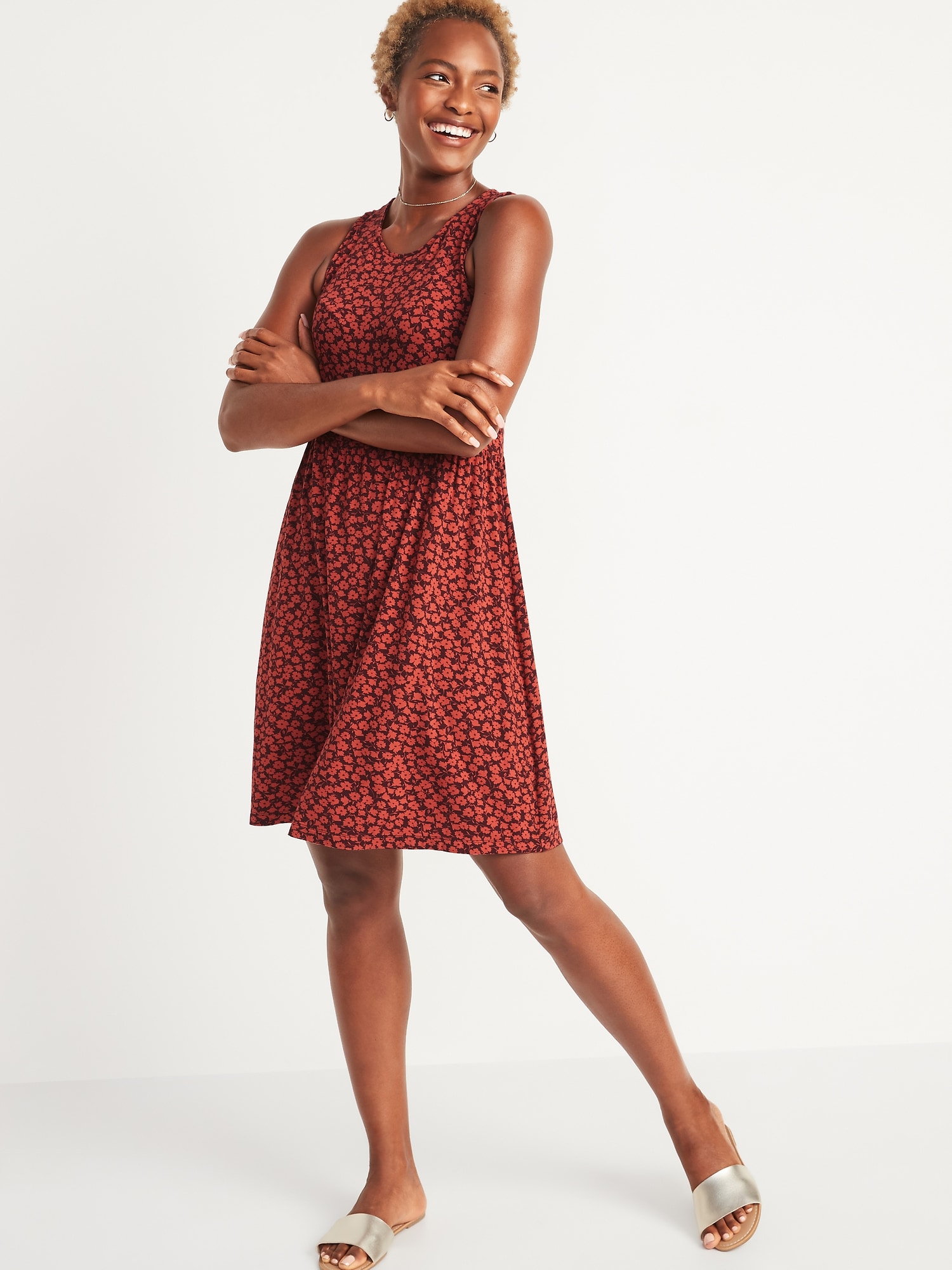 old navy red swing dress