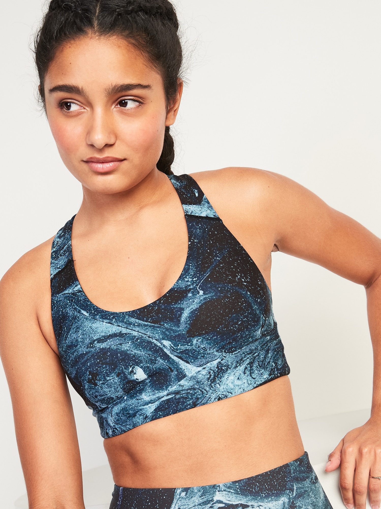Old Navy Active Womens Multi-color Print Powersoft Sports Bra Sz L