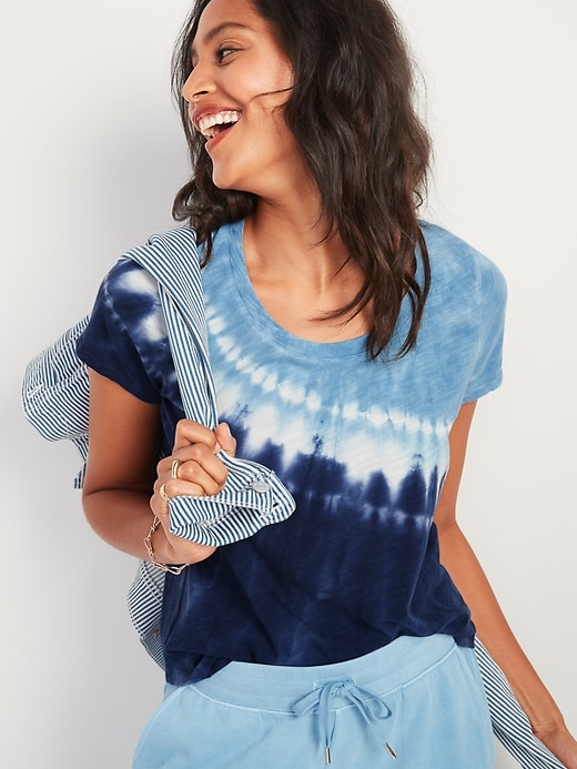 View large product image 1 of 2. Relaxed EveryWear Tie-Dye Scoop-Neck Tee for Women