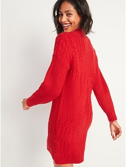 red knit sweater dress