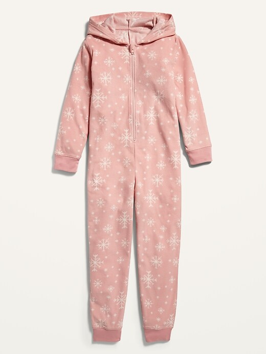 View large product image 1 of 1. Gender-Neutral Micro Fleece Hooded Pajama One-Piece for Kids
