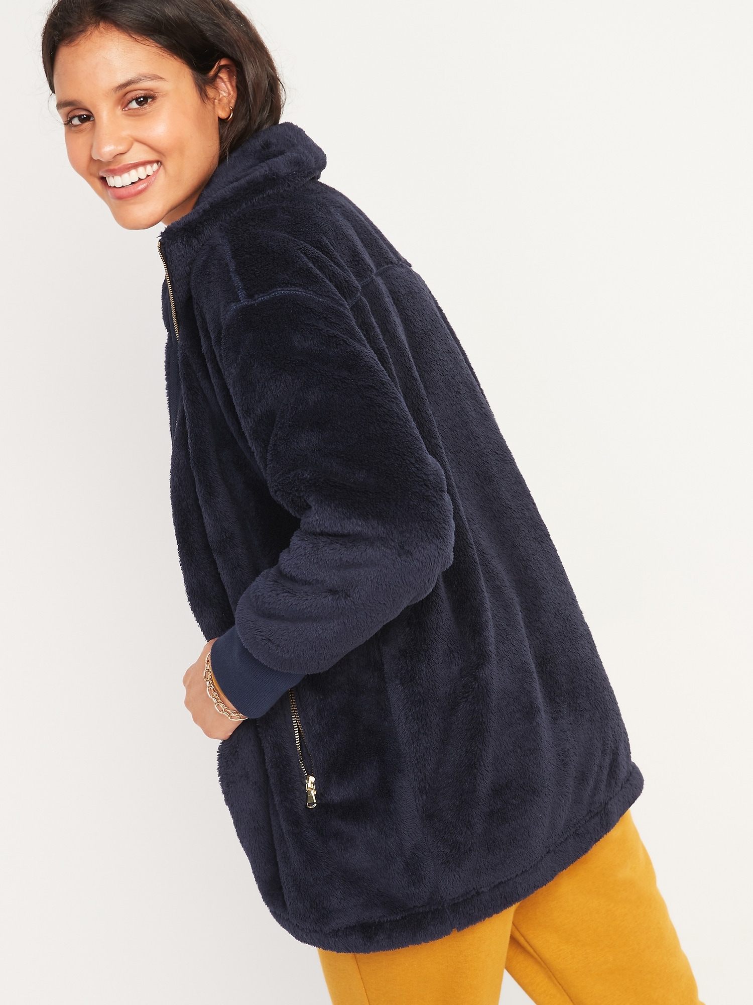 Gap hooded zip front teddy clearance coat