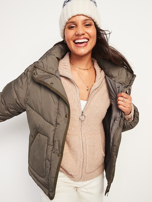 Image number 3 showing, Quilted Utility Puffer Jacket for Women