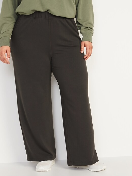 View large product image 1 of 2. High-Waisted Soft-Brushed Wide-Leg Plus-Size Sweatpants