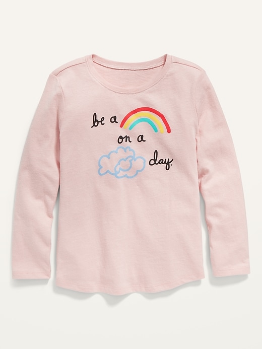 View large product image 1 of 1. Long-Sleeve Graphic Scoop-Neck Tee For Toddler Girls