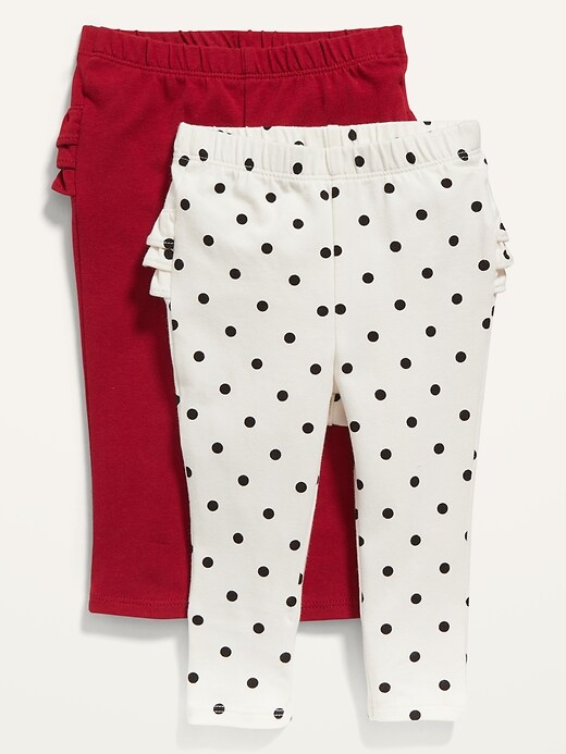 View large product image 1 of 2. Ruffle-Back Jersey Leggings 2-Pack for Baby