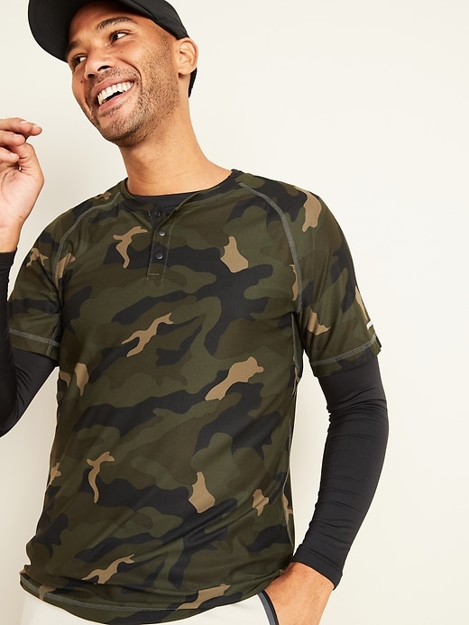 View large product image 1 of 3. Ultra-Soft Breathe ON Camo Henley Tee