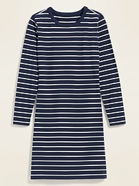 View large product image 3 of 3. Fitted Striped Bracelet-Sleeve T-Shirt Dress