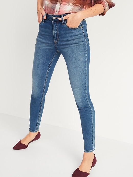 Image number 1 showing, High-Waisted Rockstar Built-In Warm Super Skinny Jeans for Women