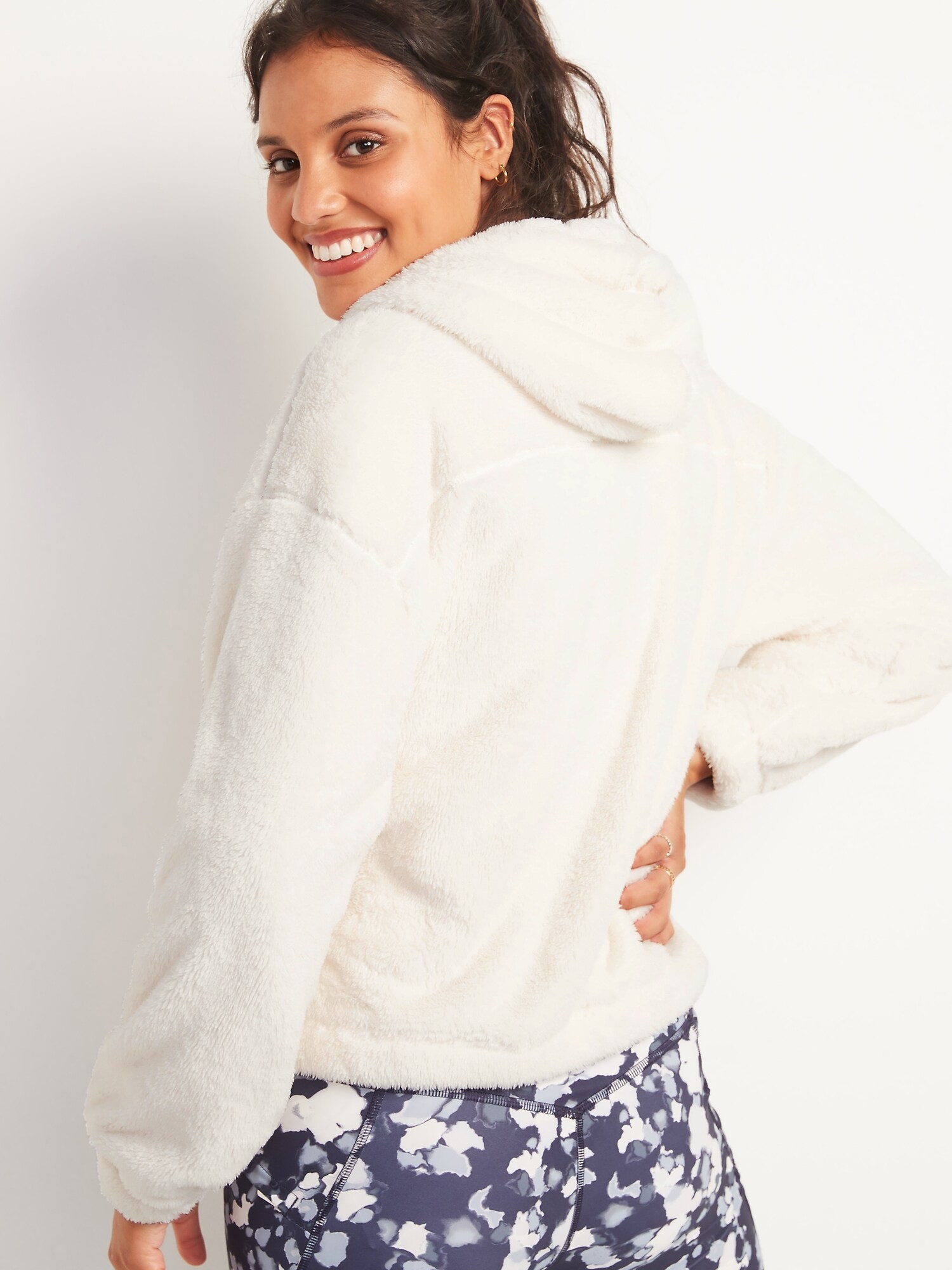 sherpa crop hoodie