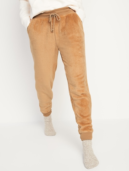 View large product image 1 of 2. Mid-Rise Cozy Faux-Fur Jogger Sweatpants