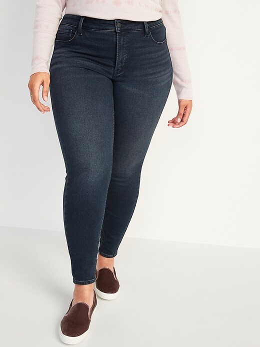 Image number 1 showing, High-Waisted Secret-Slim Pockets Rockstar Built-In Warm Super Skinny Plus-Size Jeans