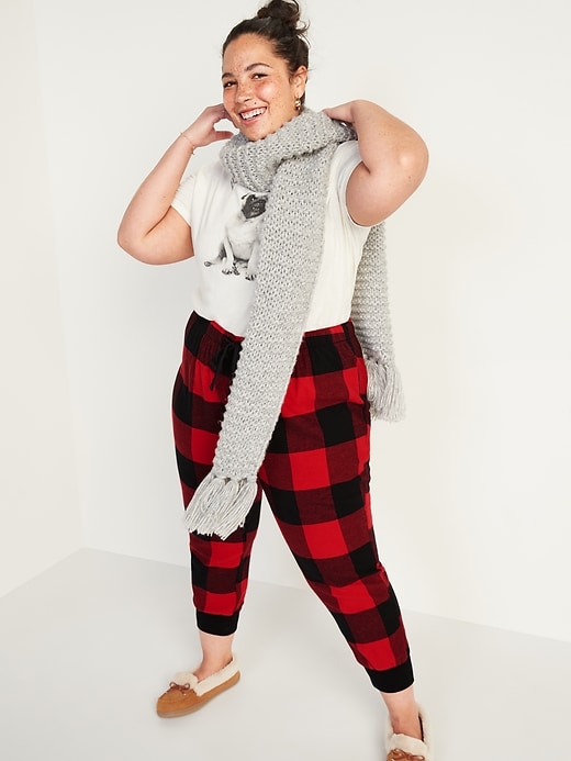 Image number 3 showing, Patterned Flannel Jogger Plus-Size Pajama Pants