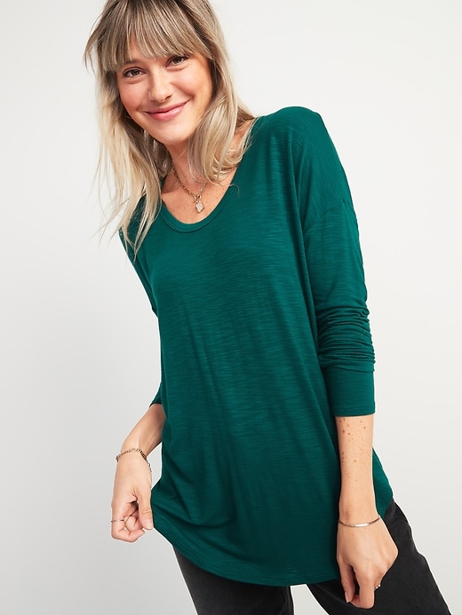 Image number 1 showing, Loose Luxe Slub-Knit Tunic Tee