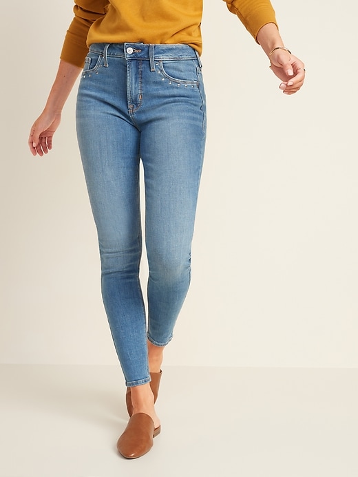 Image number 5 showing, High-Waisted Rockstar Super Skinny Studded Jeans for Women