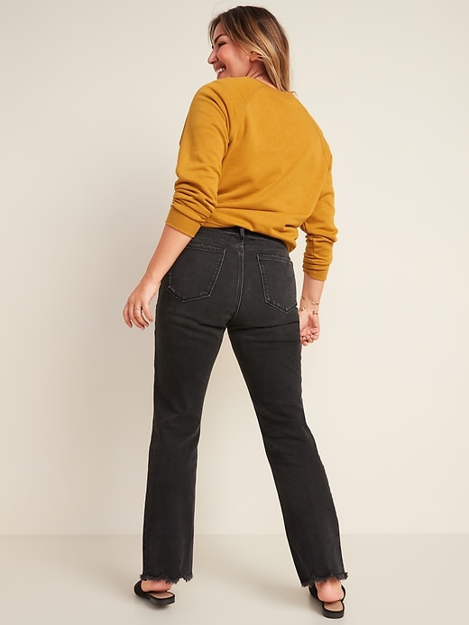 Image number 2 showing, High-Waisted Flare Black Cut-Off Ankle Jeans for Women