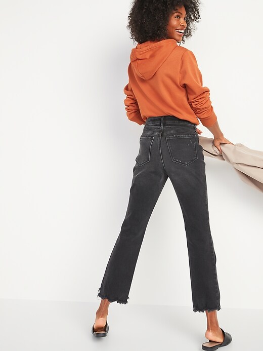 Image number 6 showing, High-Waisted Flare Black Cut-Off Ankle Jeans for Women